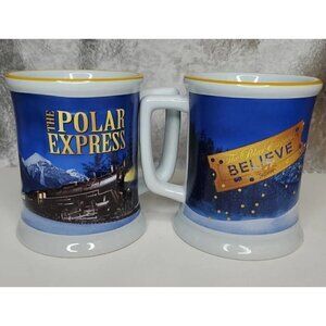 The Polar Express Believe Ticket Pair of Coffee Mugs Warner Bros Winter Holiday